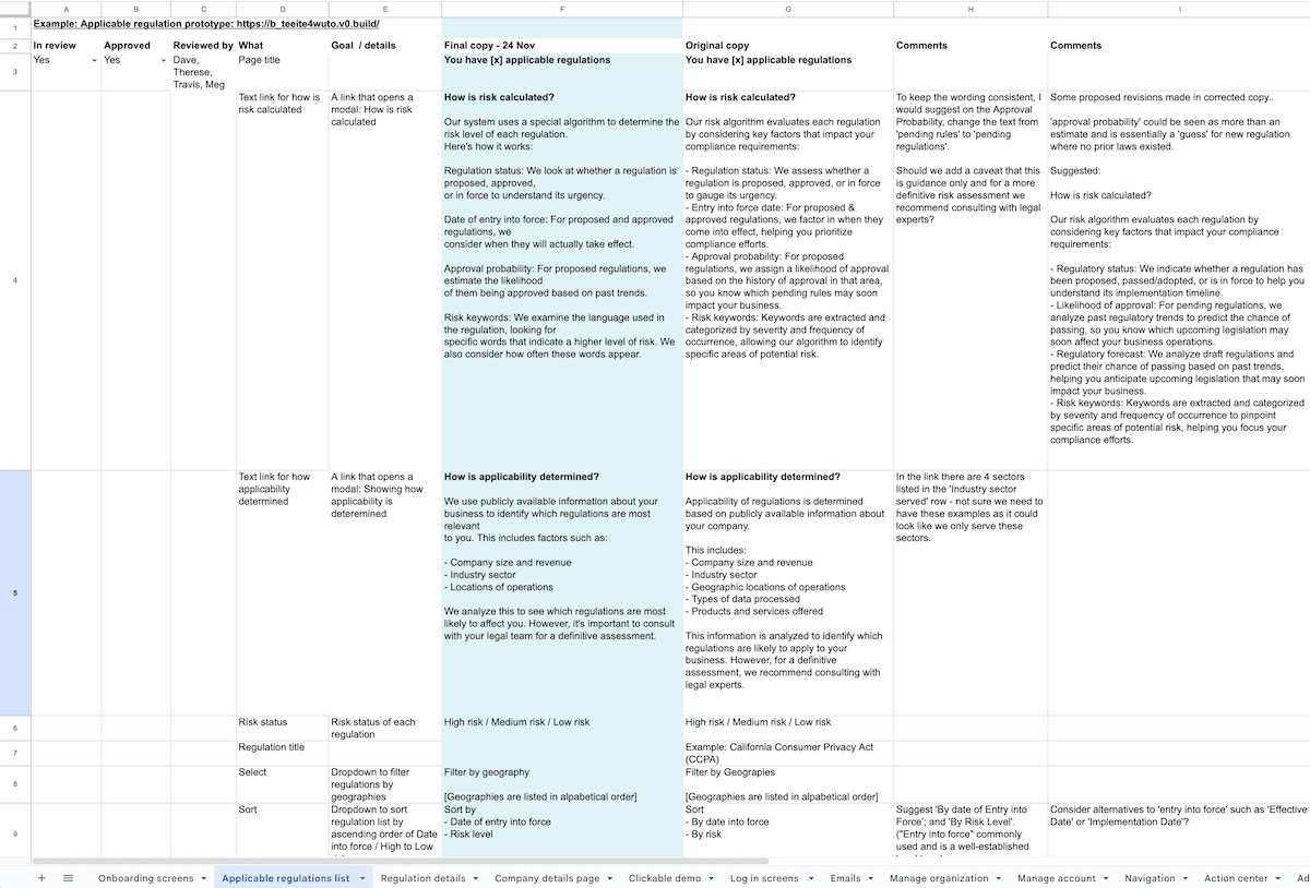 UX copy examples